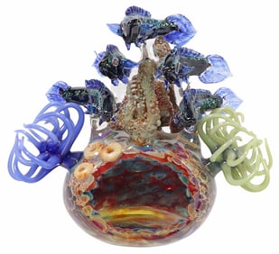 MILON TOWNSEND & RYAN HIGGINS ART GLASS TIDAL POOL PAPERWEIGHT