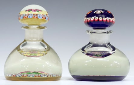 (2) PAUL YSART (1904-1991) STUDIO ART GLASS INKWELL PAPERWEIGHTS