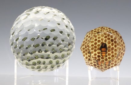 (2) PERTHSHIRE (ATTRIB) & CAITHNESS GLASS HONEY BEE PAPERWEIGHTS