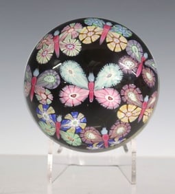 PERTHSHIRE LAMPWORK & MILLEFIORI BUTTERFLY PAPERWEIGHT