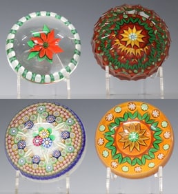 (4) SCOTTISH PERTHSHIRE ART GLASS MILLEFIORI & LAMPWORK PAPERWEIGHTS