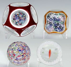 (4) PERTHSHIRE & OTHER GLASS MILLEFIORI PAPERWEIGHTS