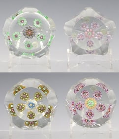 (4) SCOTTISH PERTHSHIRE ART GLASS MILLEFIORI 'ALPHABET' PAPERWEIGHTS