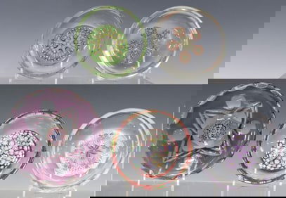 (5) ART GLASS MILLEFIORI & FILIGREE TRINKET DISHES, 2 SCOTTISH PERTHSHIRE