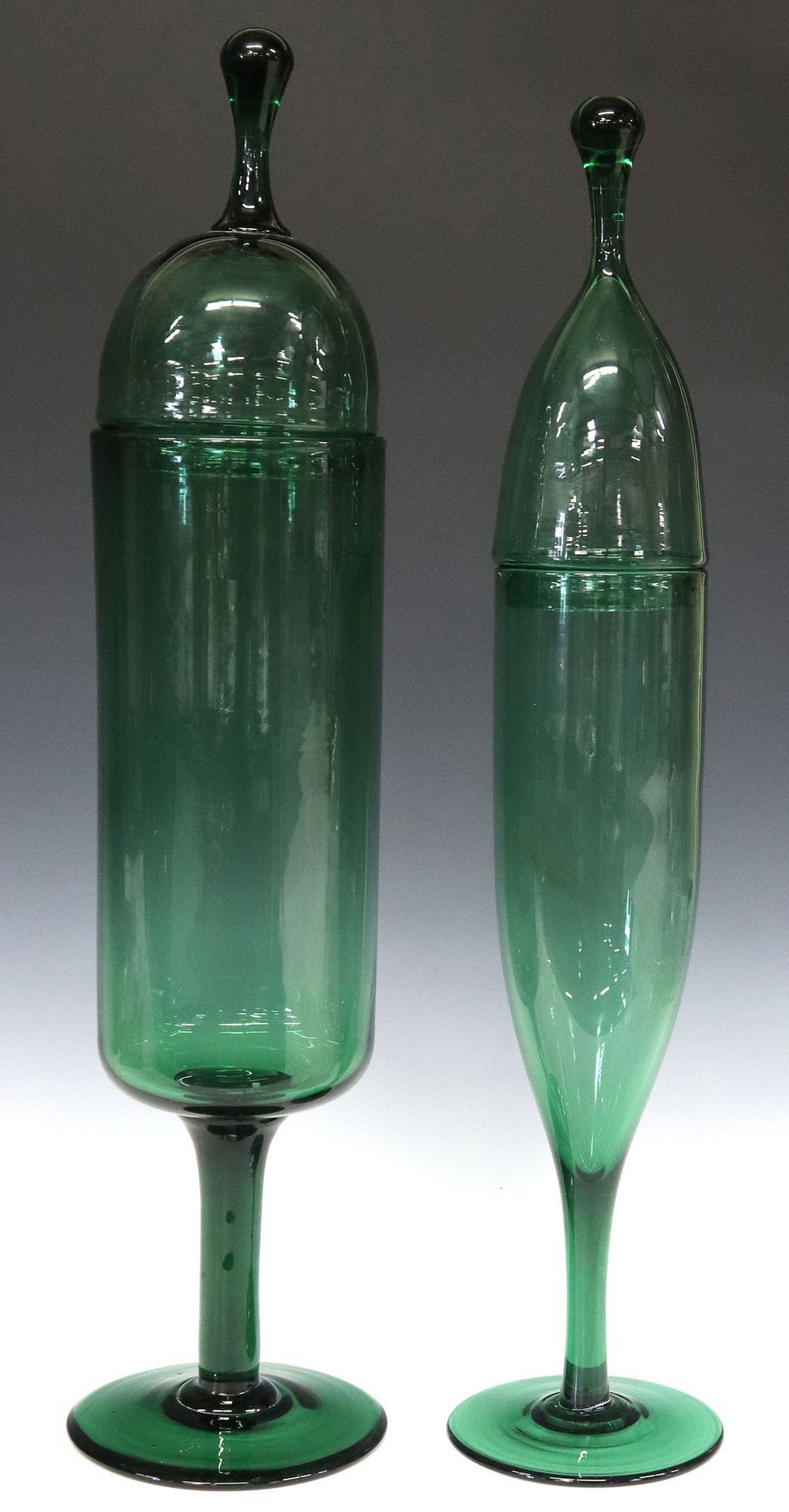 (2) LARGE VERDE GLASS APOTHECARY JARS (1 of 4)