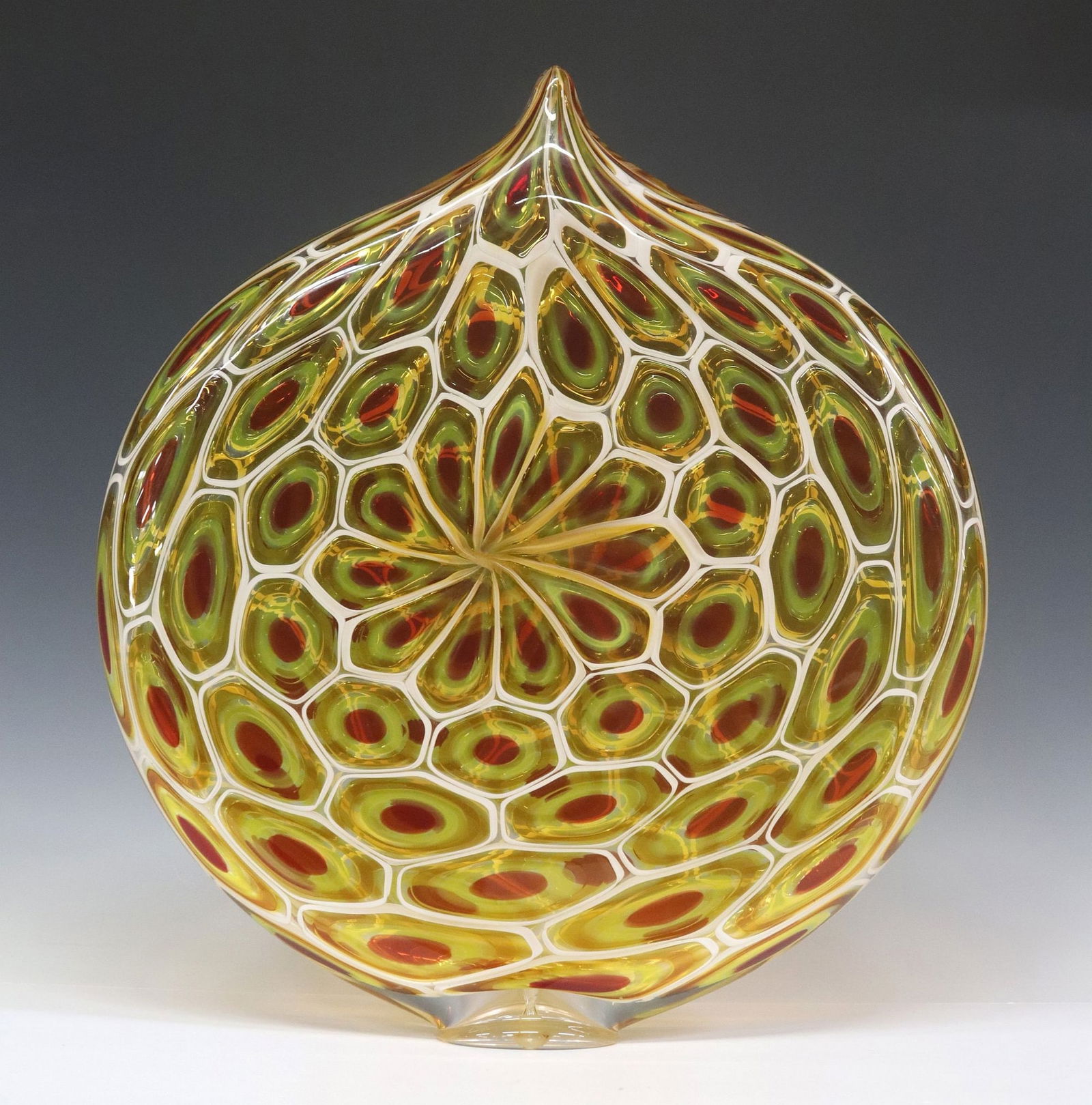 DAVID PATCHEN (B.1966) MURRINE "SUNSET ELLIPSE" ART GLASS SCULPTURE (1 of 4)