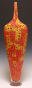 DAVID PATCHEN (B.1966) "FLAME PARABOLA" STUDIO ART GLASS VASE