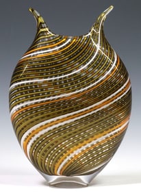 DAVID PATCHEN (B.1966) ART GLASS 'FOGLIO' VASE