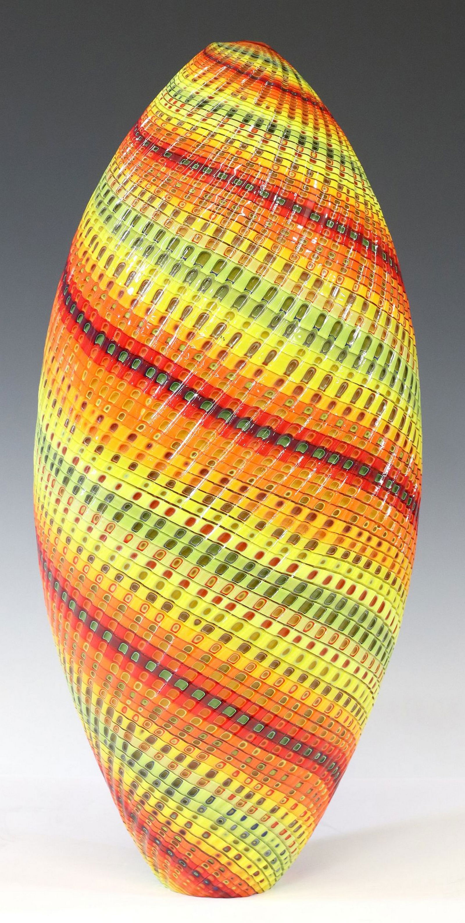 LAYNE ROWE (B.1971) 'WOVEN SERIES' OVOID ART GLASS VASE (1 of 3)