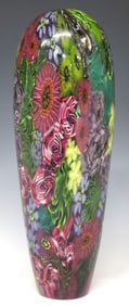 MARTIE NEGRI (B.1957) FLORAL STILL LIFE MURRINE ART GLASS VASE