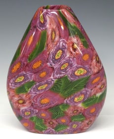 MARTIE NEGRI (B.1957) PEONY MURRINE ART GLASS VASE