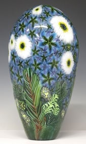 MARTIE NEGRI (AMERICAN, B.1957) MILLEFIORI AVENTURINE ART GLASS VASE