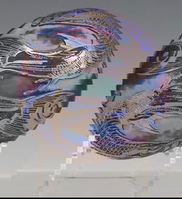 JONATHAN HARRIS (B.1945) SILVER CAMEO GLASS FISH PAPERWEIGHT