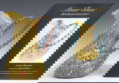 BOHEMIAN MOSER (ATTRIB) GILDED & ENAMELED GLASS SALAMANDER PITCHER