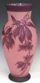 LARGE ART NOUVEAU STYLE TWO-COLOR CAMEO GLASS VASE