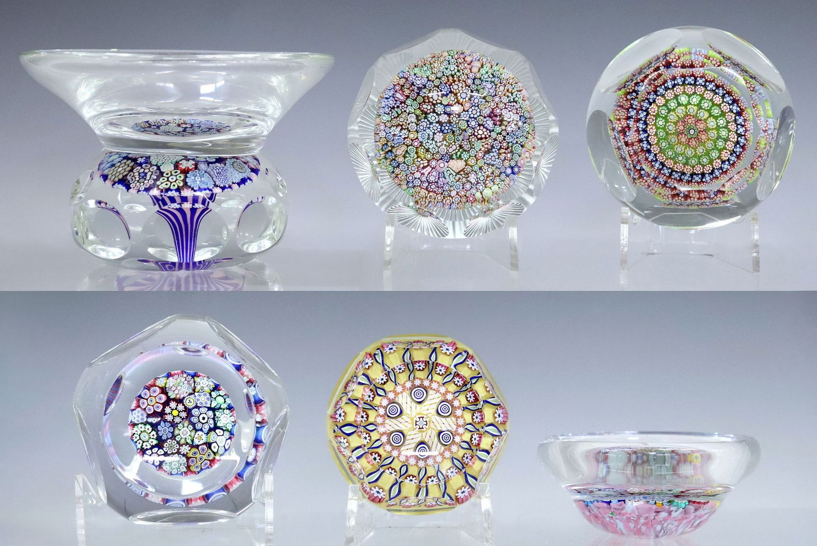 (6) PETER MCDOUGALL (B.1952) MULTI-FACETED MILLEFIORI PAPERWEIGHTS (1 of 11)
