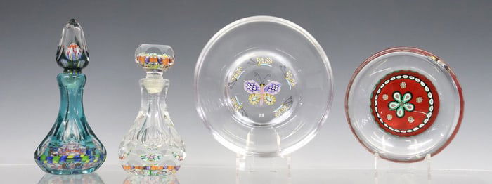 (4) PETER MCDOUGALL (B.1952) BOTTLE & TRINKET DISH PAPERWEIGHTS