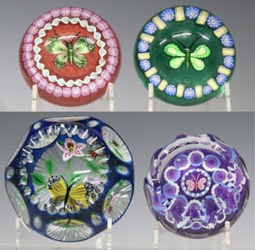(4) JOHN DEACONS (B.1950) & WILLIAM MANSON (B.1951) GLASS PAPERWEIGHTS