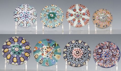 (8) SCOTTISH STRATHEARN ART GLASS MILLEFIORI & FILIGREE PAPERWEIGHTS