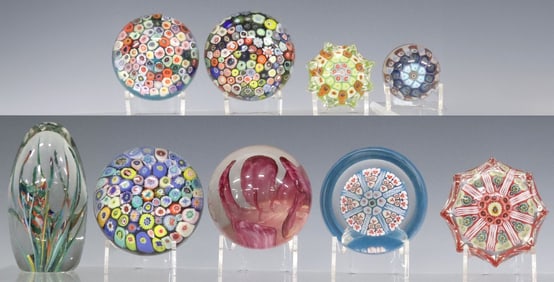 (9) SCOTTISH STRATHEARN ART GLASS MILLEFIORI & LAMPWORK PAPERWEIGHTS