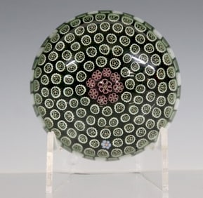 PARABELLE GLASS CONCENTRIC MILLEFIORI PAPERWEIGHT