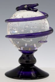 PAIRPOINT (ATTRIB) ART GLASS COILED SNAKE PEDESTAL PAPERWEIGHT