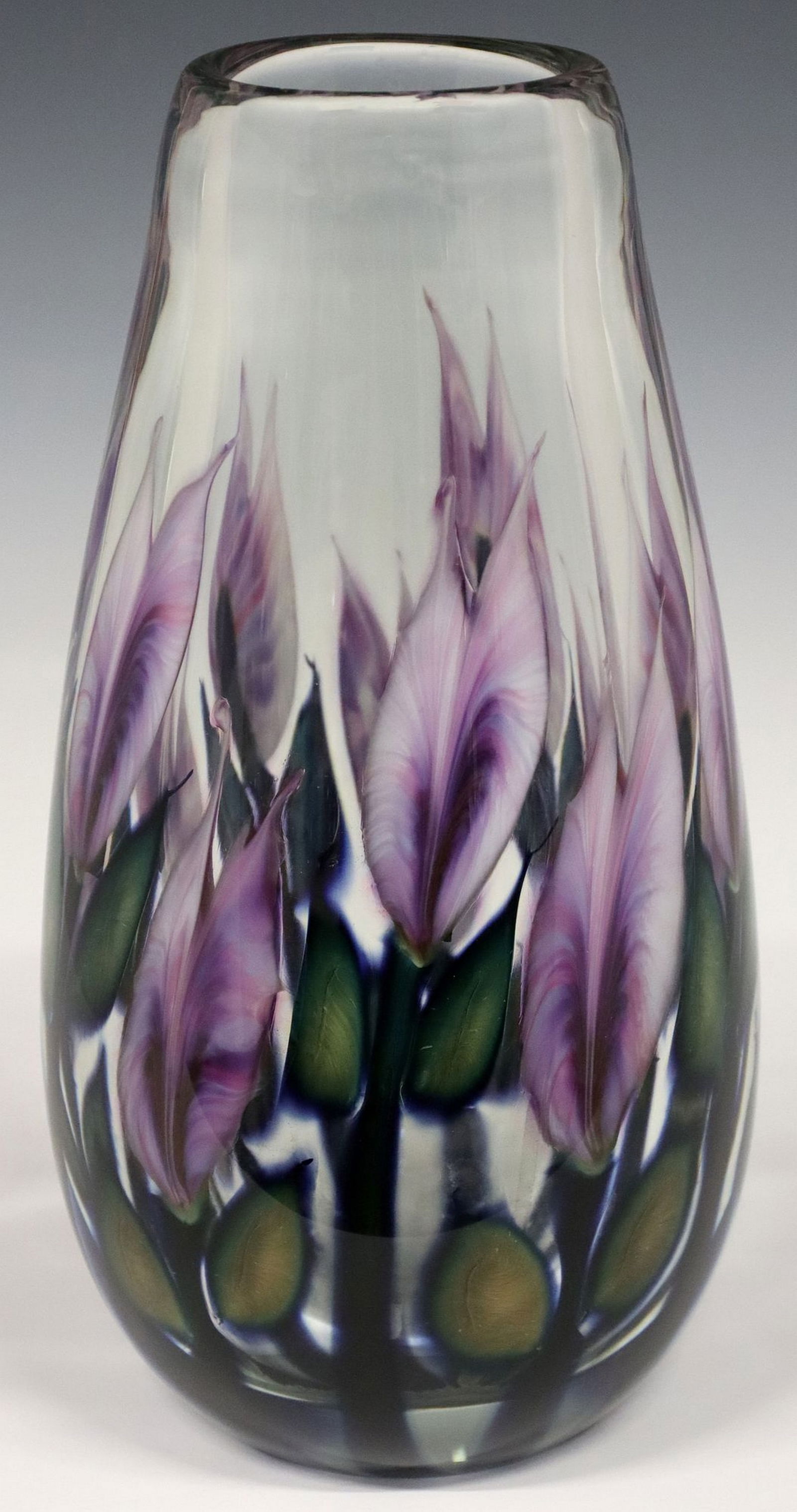 DANIEL LOTTON (B.1963) STUDIO ART GLASS FLORAL PAPERWEIGHT VASE (1 of 4)