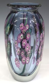 DANIEL LOTTON (B.1963) STUDIO ART GLASS FLORAL PAPERWEIGHT VASE