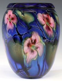 CHARLES LOTTON (D.2021) STUDIO ART GLASS 'MULTI FLORA' PAPERWEIGHT VASE