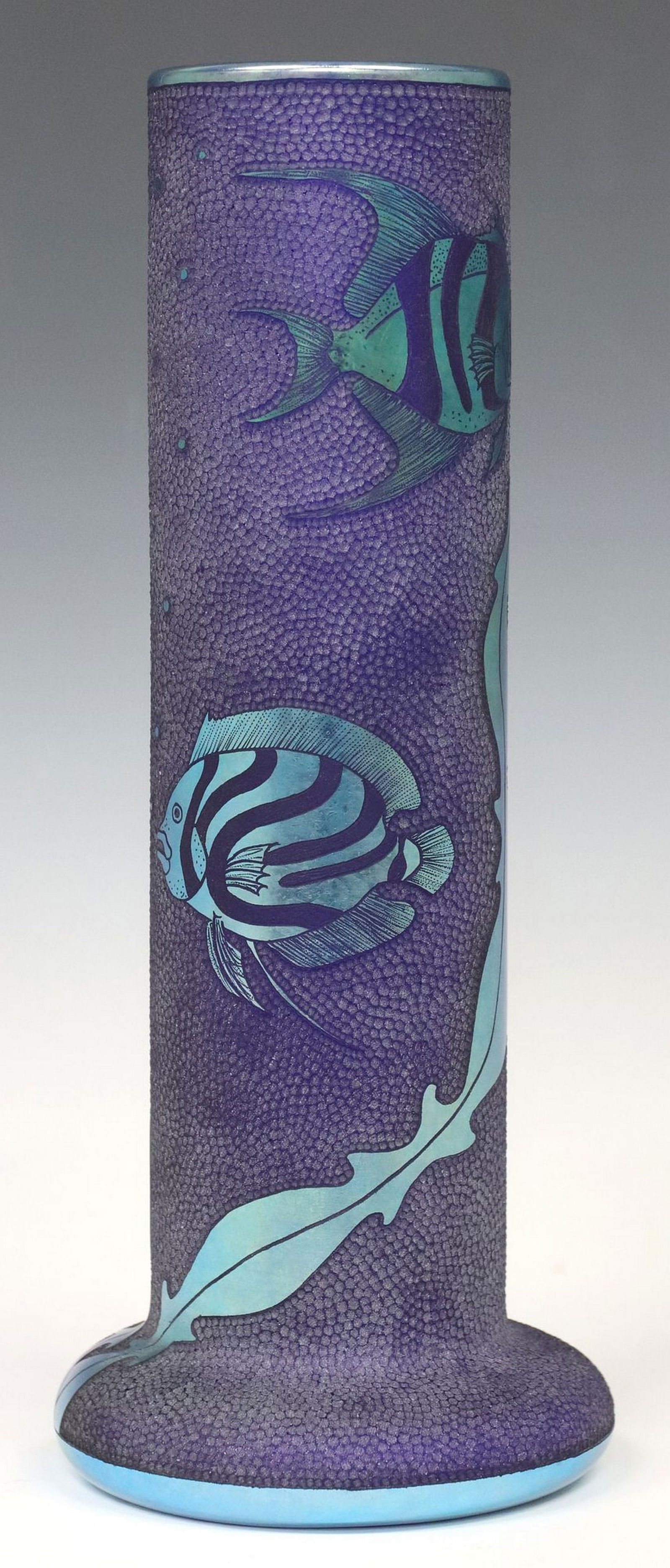 SAMUEL STURGEON (20THC.) FOR LUNDBERG STUDIOS ETCHED ART GLASS VASE (1 of 4)