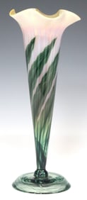 LUNDBERG STUDIOS ART GLASS IRIDESCENT TRUMPET VASE
