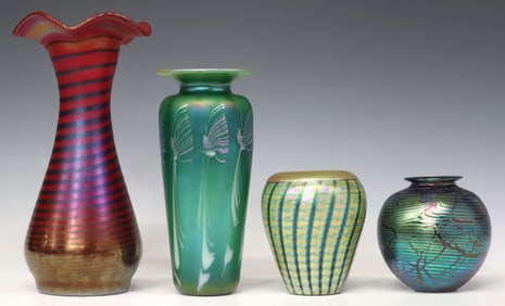 (4) CONTEMPORARY STUDIO ART GLASS VASES