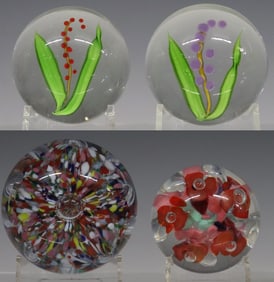 (4) MAYAUEL WARD (B. 1956) & JOE ST. CLAIR (D. 1987) COLORED PAPERWEIGHTS