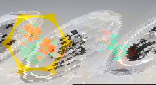 (2) BOB BANFORD (B.1951) LAMPWORK FACETED PAPERWEIGHTS