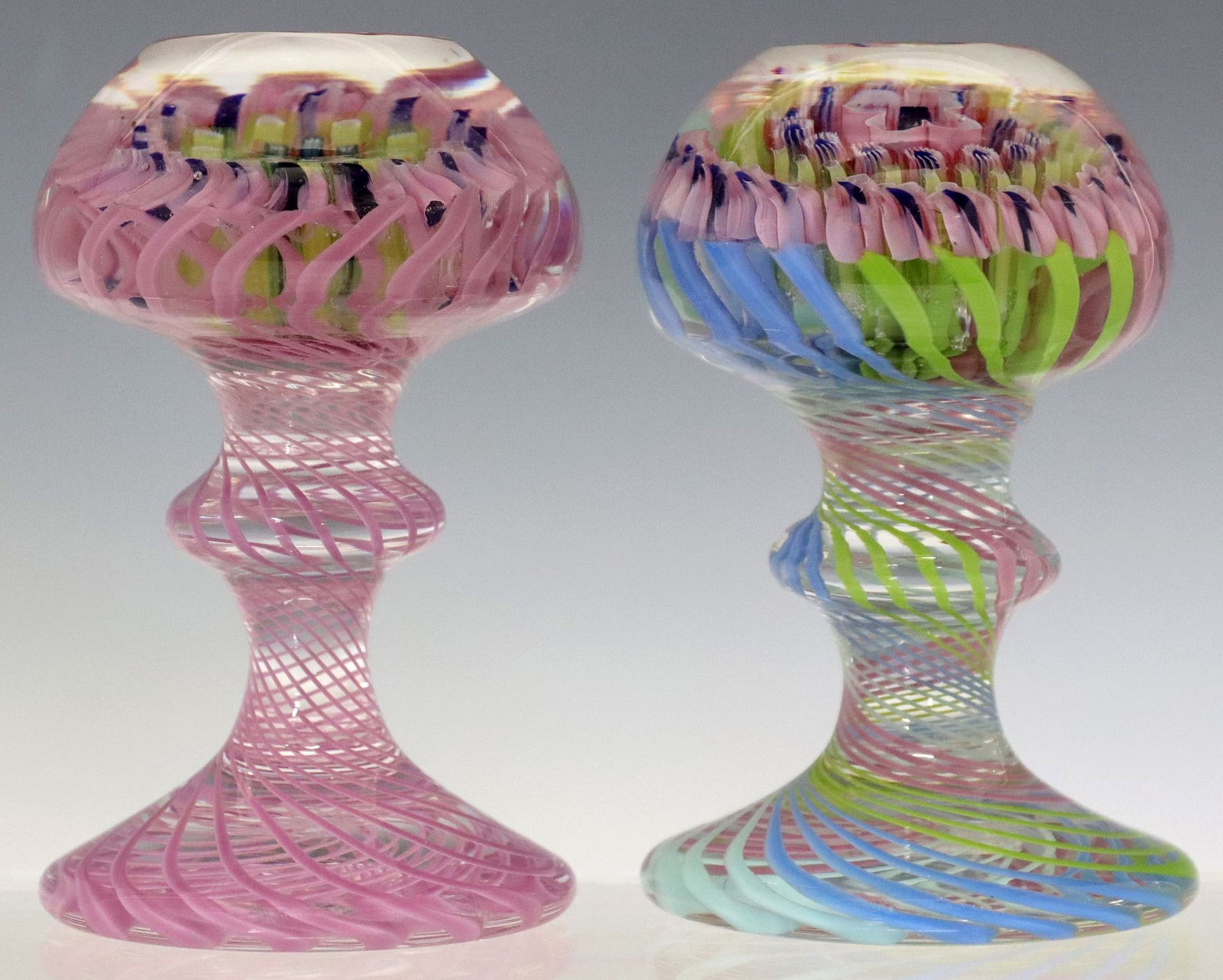 (2) ROMANO CARRERA FOR VAL ST. LAMBERT ART GLASS PEDESTAL PAPERWEIGHTS (1 of 5)