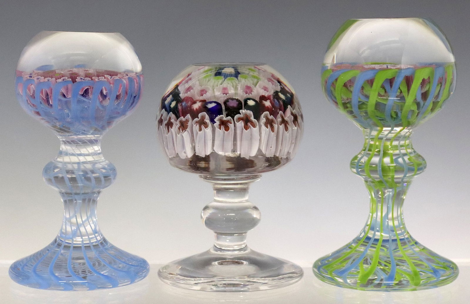 (3) ROMANO CARRERA FOR VAL ST. LAMBERT ART GLASS PEDESTAL PAPERWEIGHTS (1 of 6)