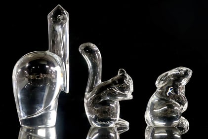 (3) FRENCH BACCARAT CRYSTAL ANIMAL CABINET FIGURES