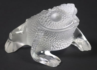 FRENCH LALIQUE FROSTED ART CRYSTAL 'GREGOIRE TOAD'