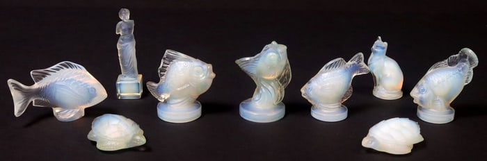 (9) FRENCH SABINO OPALESCENT ART GLASS FIGURES