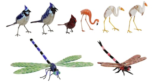 (8) WESLEY FLEMING (20THC.) & OTHER LAMPWORKED ART GLASS ANIMAL SCULPTURES