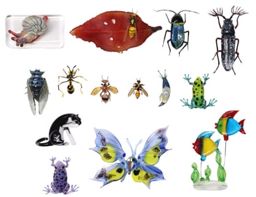 (14) VORTEX GLASS WORKS & OTHER LAMPWORKED ART GLASS ANIMAL FIGURES