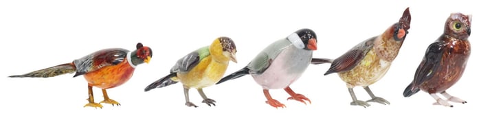 (5) VITTORIO COSTANTINI (B.1944) VENETIAN LAMPWORKED BIRDS