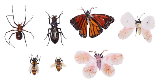 (7) VITTORIO COSTANTINI (B.1944) VENETIAN LAMPWORK INSECT FIGURES