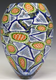 MICHAEL WAYSMITH (NEW ZEALAND, 20TH C) STUDIO ART GLASS MURRINE VASE