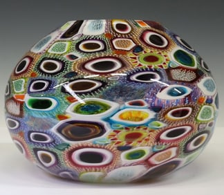 MICHAEL WAYSMITH (NEW ZEALAND, 20TH C) STUDIO ART GLASS MURRINE VASE
