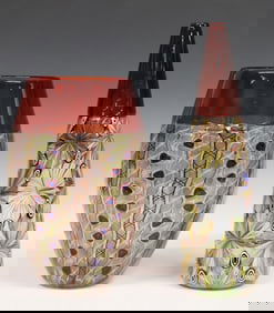 (2) MIKE HUNTER (B. 1958) ART GLASS ZANFIRICO & MURRINE VASES