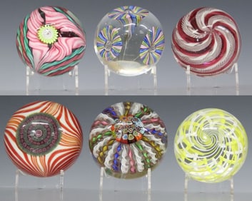 (6) ITALIAN MURANO ART GLASS PAPERWEIGHTS