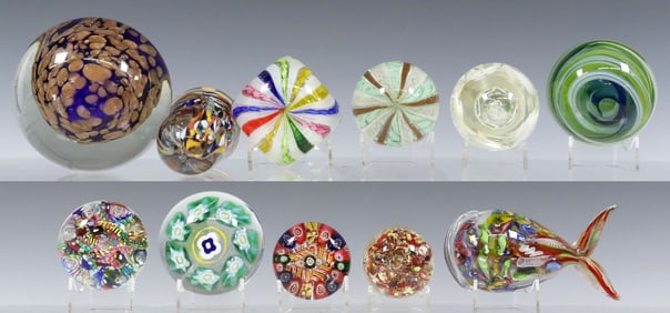 (11) MURANO ART GLASS LAMPWORK, MILLEFIORI & OTHER PAPERWEIGHTS