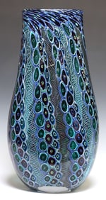 JEREMY POPELKA (B. 1960) LARGE STUDIO ART GLASS MUCCINI VASE