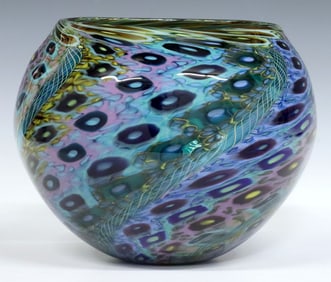 JEREMY POPELKA (B.1960) STUDIO ART GLASS MUCCINI & LATTICINO BOWL